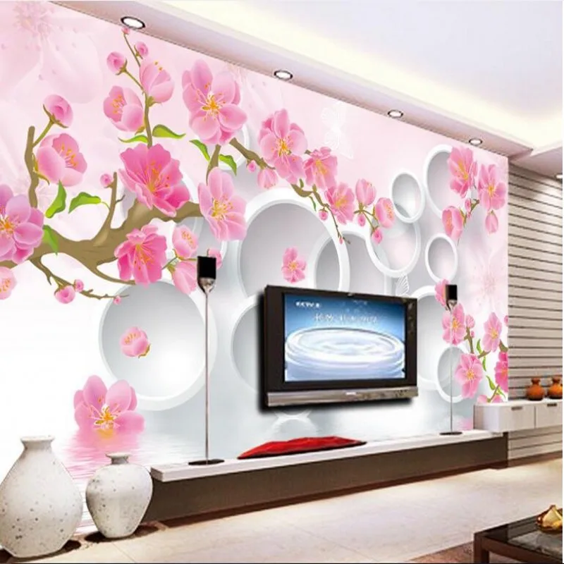 

wellyu Custom large - scale murals Plum Blossom 3D stereo TV background wall wallpaper papel de parede para quarto