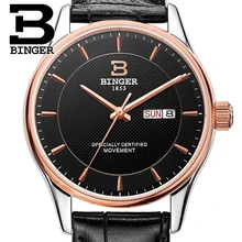 Натуральная Швейцария BINGER Брендовые мужские автоматические механические самовзводные сапфировые часы Explorer кожаный ремень Водонепроницаемый календарь