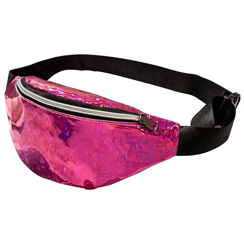 Aisputent женские блестящие лазерные модные сумки на пояс, новые большие вместительные сумки на молнии для телефона, сумки для бега, велоспорта, пеших прогулок - Цвет: Фиолетовый