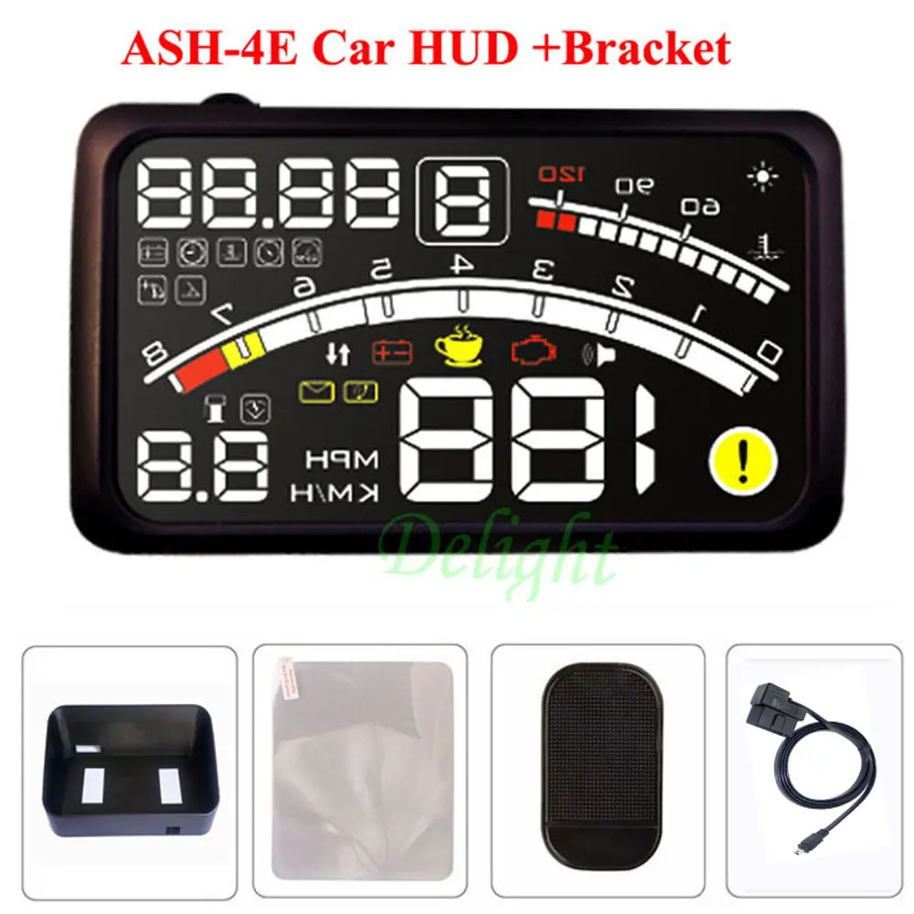 

ActiSafety ASH-4E Head Up Display Film 5.5" HUD Head-Up Display Windshield Projector OBD2 Cable Car HUD+Bracket