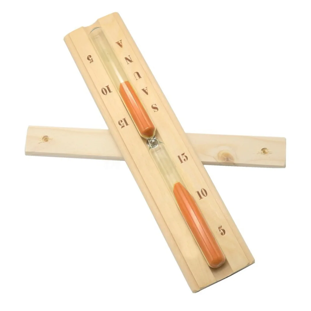 1 x Pine Wood 140º C Sauna Thermometer 15 Minutes Hourglass Sand Timer Clock Bath