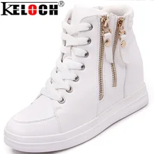 Top de Las Señoras de cuero Realzan Las Mujeres Zapatos de Invierno Cálido Europa Estilo Zapatillas Deportivas Mujer