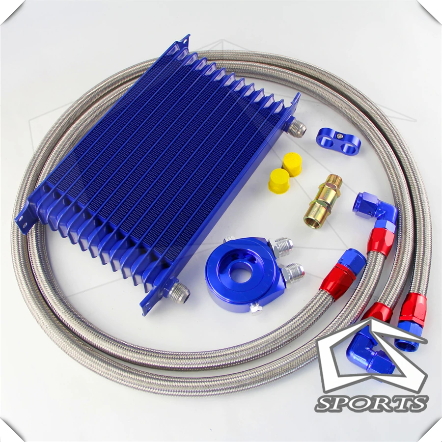 Champagne 13 Row AN10 Oil Cooler w// 3//4*16 /& M20*1.5 Filter Adapter Hose Kit