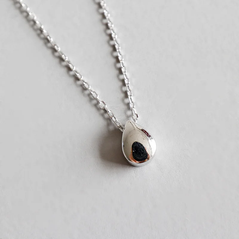 

TINNY 5.5MM*7MM 100% Authentic 925 Sterling silver Waterdrop Tears Necklace pendant Fine jEWELRY X7