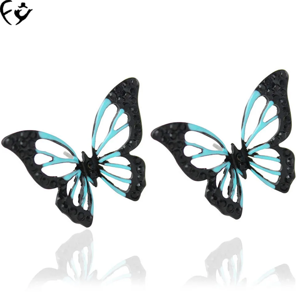 

America and Europe pop hollow out the butterfly earrings FY18111830