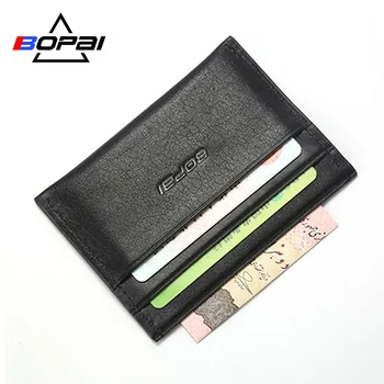 

BOPAI Genuine Leather Credit Card Holder Men Women ID Card Case Bank Credit Card Wallet Driver License Holder Credit Card Unisex