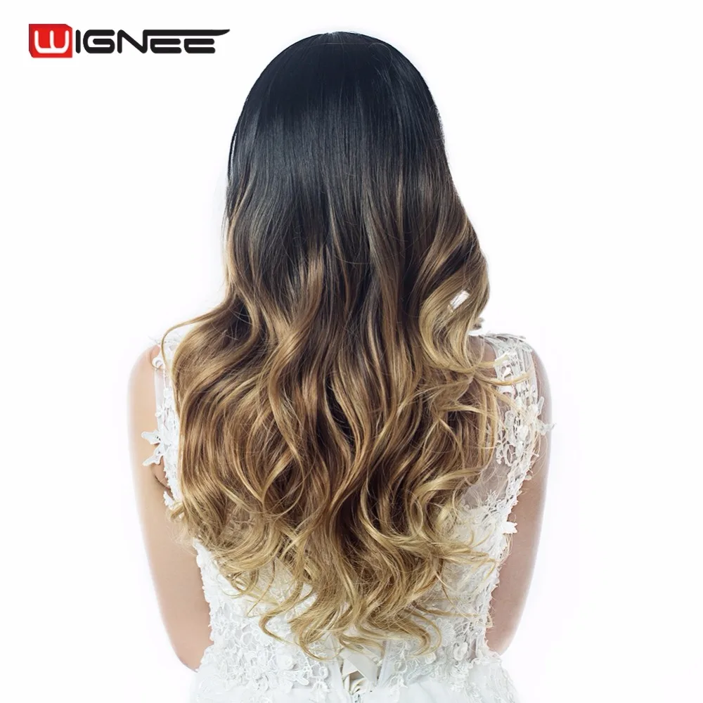 Wignee Long Synthetic Body Wave Wigs For Black /White Women High Temperature Heat Resistant Ombre Brown Color Cosplay Hair Wig body-wave : image Wignee Long Synthetic Body Wave Wigs For Black /White Women High Temperature Heat Resistant Ombre Brown Color Cosplay Hair Wig body-wave