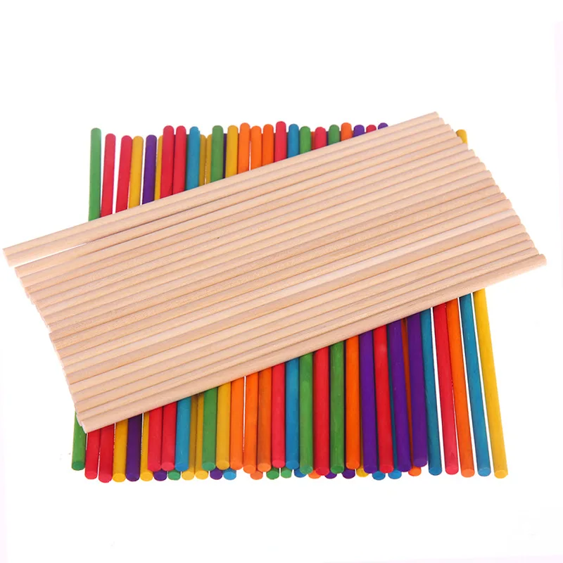 Best  50Pcs DIY Wooden Counting Stick Mathematical Colorful Hand Crafts Creative Montessori Early Educati