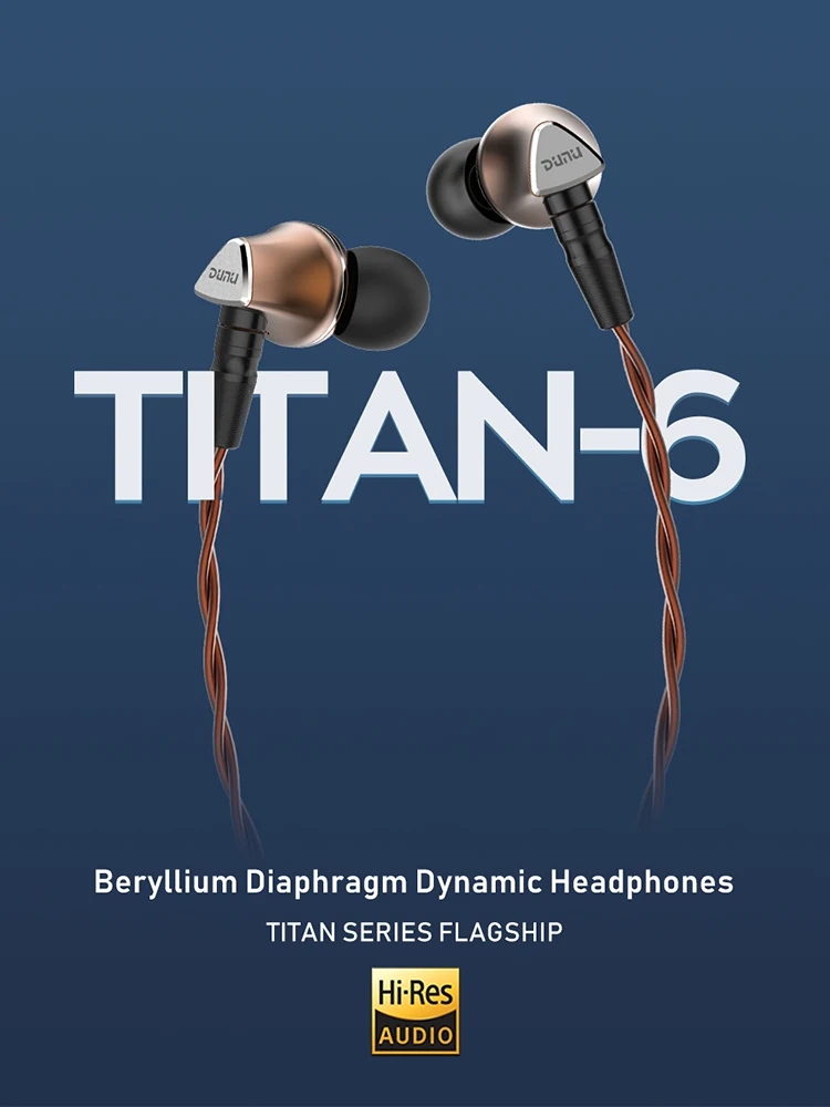 DUNU TITAN 6 TITAN6 T6 Hi-Res Beryllium диафрагма Динамический драйвер Hifi аудио наушники-вкладыши IEM с MMCX съемный кабель