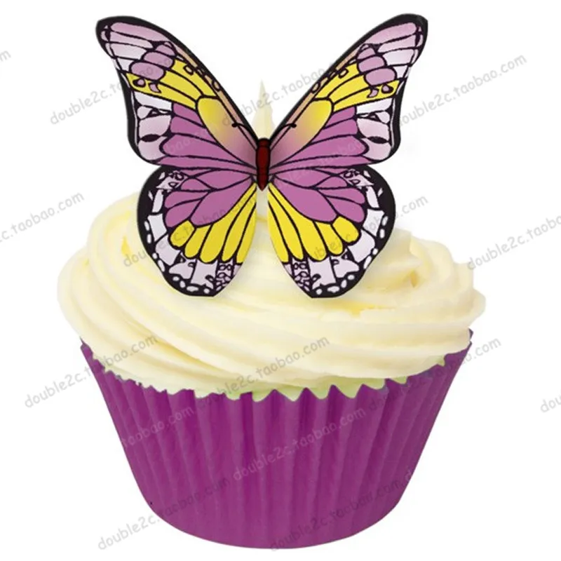 36 Arco Iris Mariposas de papel de oblea de la Magdalena Cake Toppers Comestibles
