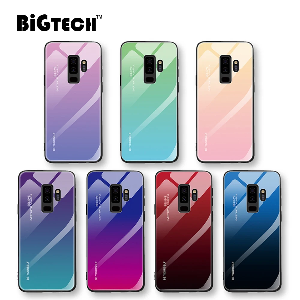 Красивый градиентный цветной стеклянный чехол для samsung Galaxy S10e S10 S9 S8 J4 J6 Plus Note 9 8 10 A7