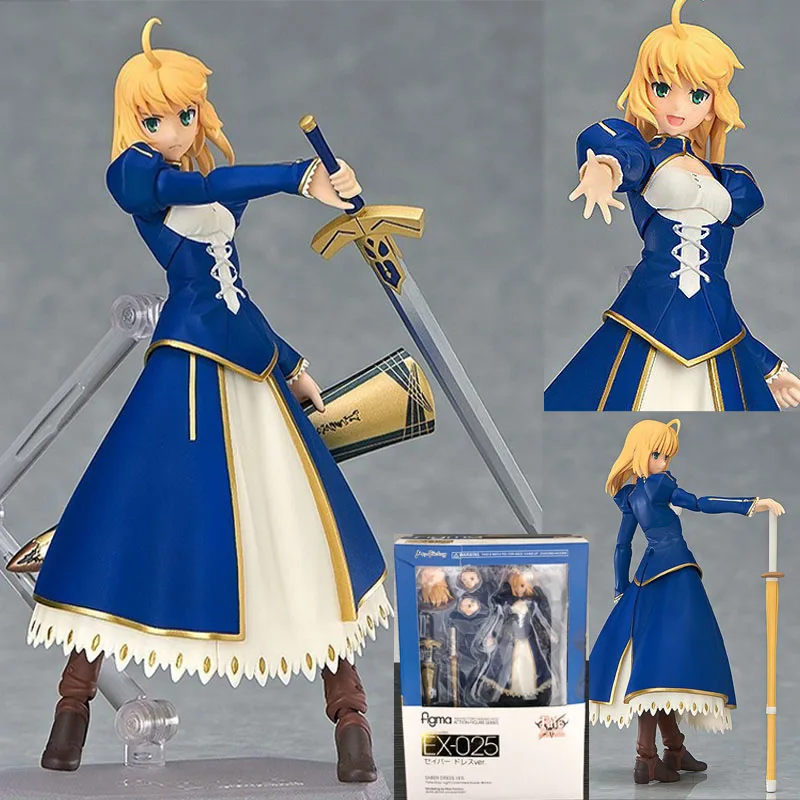 

PVC Figma EX-025 Dress Saber Action Figure Anime Fate Stay Night DIY Modeling Toy Joints Movable Replaceable Collections Gift