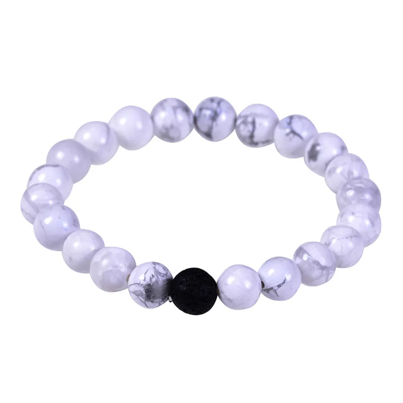 

HIYONG New Style Bracelet Elastic Band Bracelet Stone Luxury Bracelet Men Lava Charm Beads 7.5 inch
