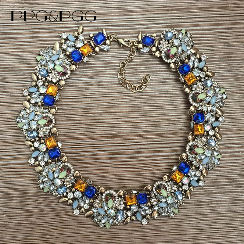 Ожерелье с большим воротником для женщин, роскошное ожерелье с кристаллами, стразы, женское Брендовое массивное большое колье, ожерелье макси, ювелирное изделие