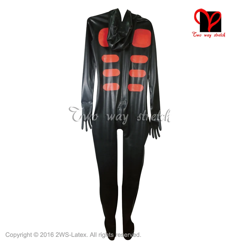 Sexy Latex Full Body Suit With Key-Zipper Feet Socks Hood Mask Gloves Rubber Cat Suit Catsuit Jumpsuit Tight Lt-070