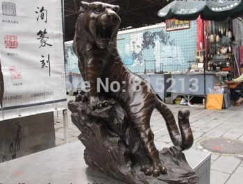 

bi0011747 16 Chinese Palace Classic Bronze Copper made Feng SHui Evil Tiger on hill Statue