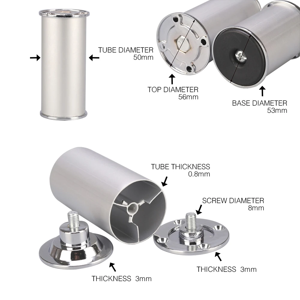 80x50 мм регулируемые по высоте ножки из серебристого алюминиевого сплава ножки для мебели ножки для шкафа