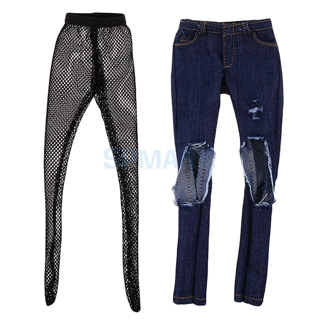 1/6 Scale Female Ripped Jeans Women Pants Clothes for 12inch Phicen Kumik Soldier Action Figures Collectible DIY Accessories