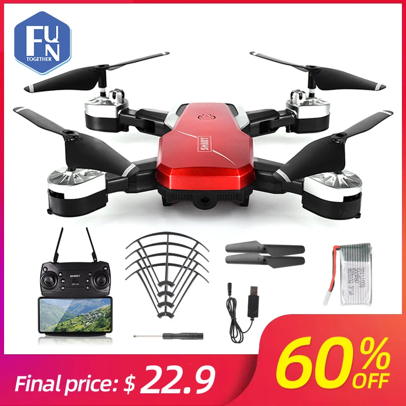 

Funtogether Foldable Selfie Drone with Wide Angle 0.3MP/2MP HD Camera Quadcopter WiFi FPV RC Helicopter Mini Drone