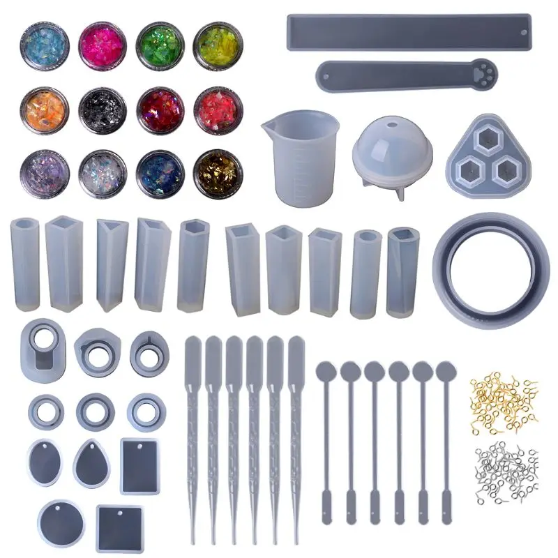 

1 Set Epoxy Resin Kit DIY Jewelry Making Tools Shiny Powder Cup Silicone Mold Necklace Pendant Ring Gifts Handmade