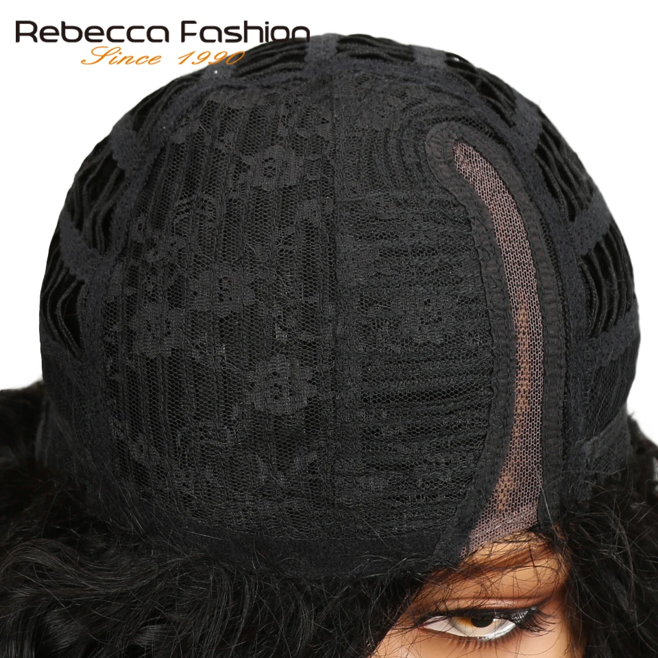Rebecca Water Wave Human Hair Lace Wigs For Black Women L Part Peruvian Remy Hair Natural Wave Lace Wig 16 Inch Free Shipping