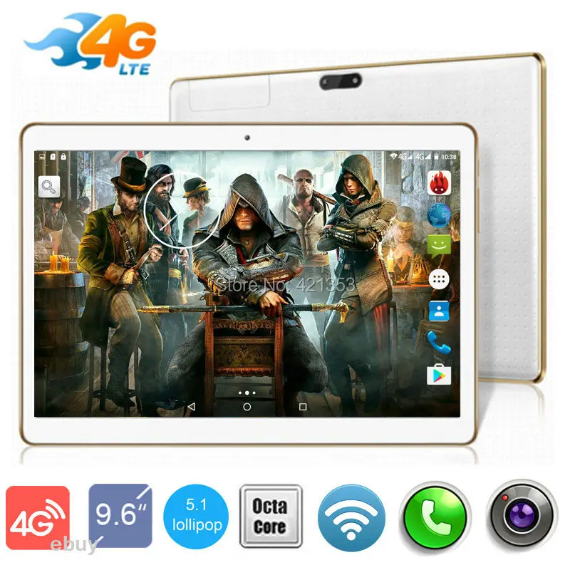  9.6 inch Tablet Octa Core 3G 4G LTE 1280*800 4GB RAM 64GB ROM Dual SIM Card Android 5.1 GPS Wifi 3G tablet pc 10.1 +Gifts 