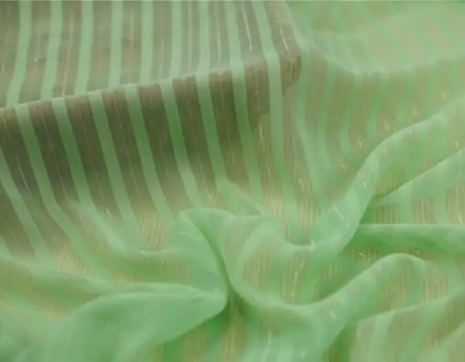 Сатиновый шифон шелковистые полоски перламутровая металлическая ткань мягкая дышащая ткань для платья, блузки - Цвет: Зеленый