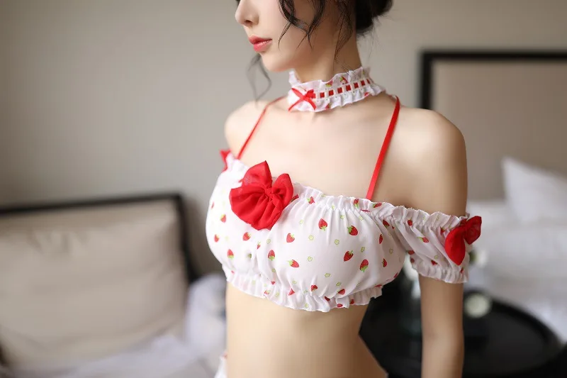 Sexy Lingerie Cute Japanese Pink Maid Strawberry Cosplay Costumes Uniform Suit Hot Sex Play Erotic Women Temptation Set women lingerie women lingerie set women cosplay costume