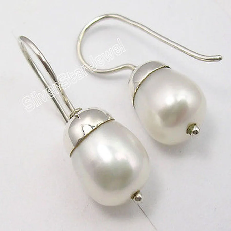 

Chanti International Silver FRESH WATER PEARL UNISEX HANDCRAFTED Earrings 1 1/8 inches