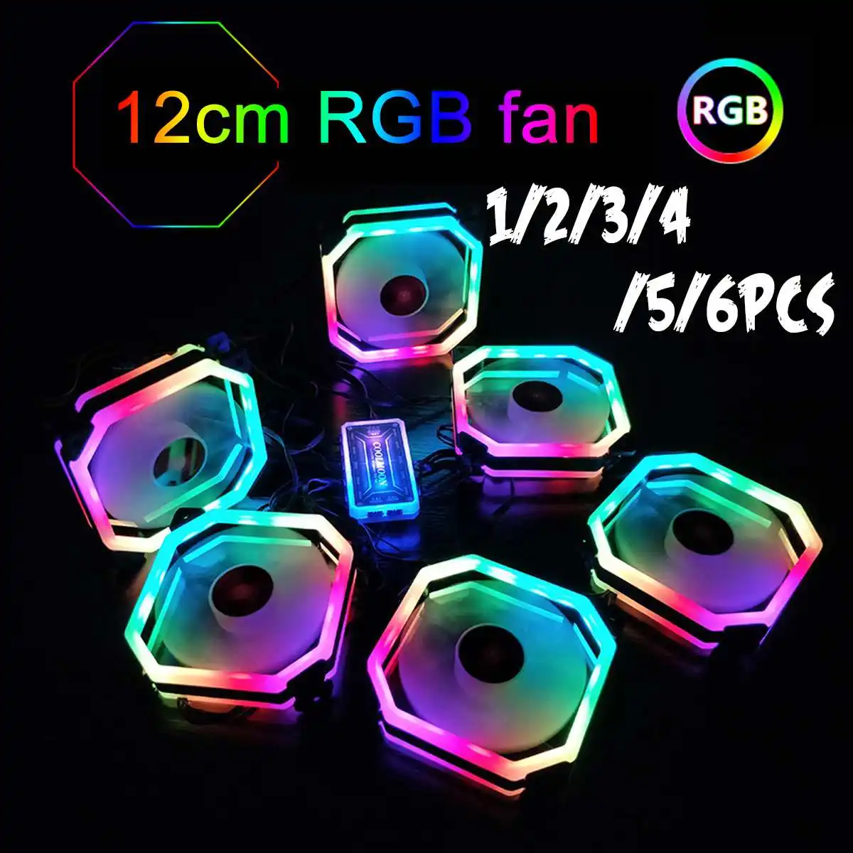 6 шт. чехол для компьютера охлаждающий вентилятор RGB регулируемый светодиодный 120 мм тихий ИК-пульт дистанционного управления охлаждающий RGB чехол для компьютера вентилятор