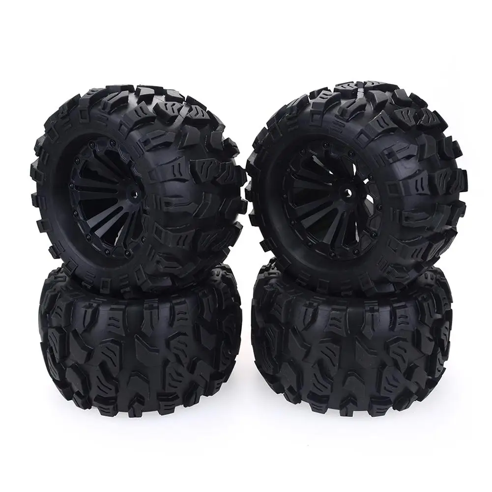 New 4PCS 125mm 1/10 Monster Truck Tire& Wheel Hex 12mm For Traxxas Tamiya Kyosho HPI HSP Savage XS TM Flux LRP