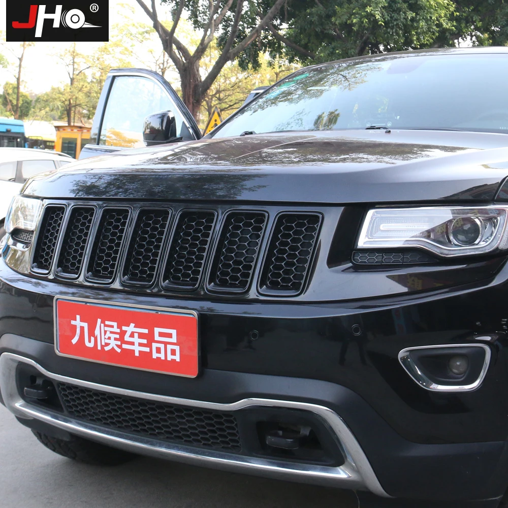 JHO ABS передняя решетка вставки сетки рамка Крышка Накладка для Jeep Grand Cherokee- 17 аксессуары для стайлинга автомобилей