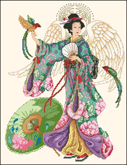 

Needlework 14CT Cross Stitch, DIY Count Cross Stitch, Embroidery Set, Magical Japanese lady
