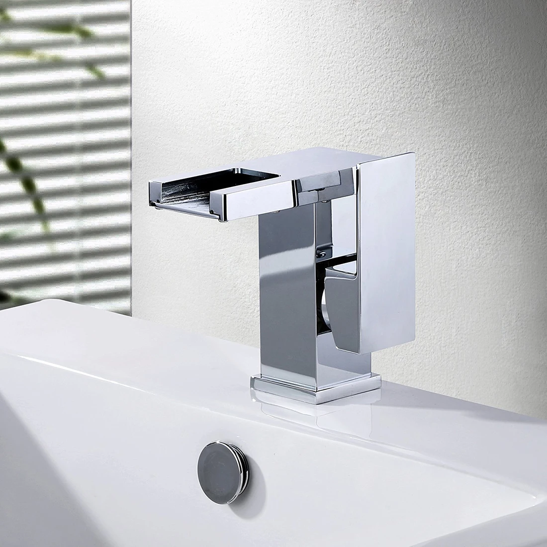 

Promotion! Chrome Finished Basin Sink Mixer Tap Bathroom Kitchen Waterfall Sink Tap Faucet with LED Color Changing Light