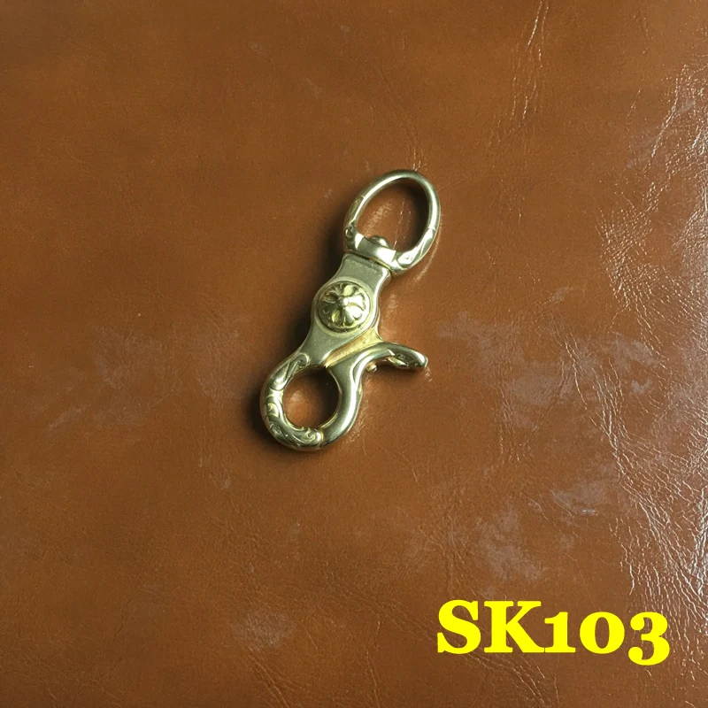 

(SK103) 2pc Solid Brass Spring Snap Hook Swivel Clasp Key Ring Chain Hardware Japan-Type-3
