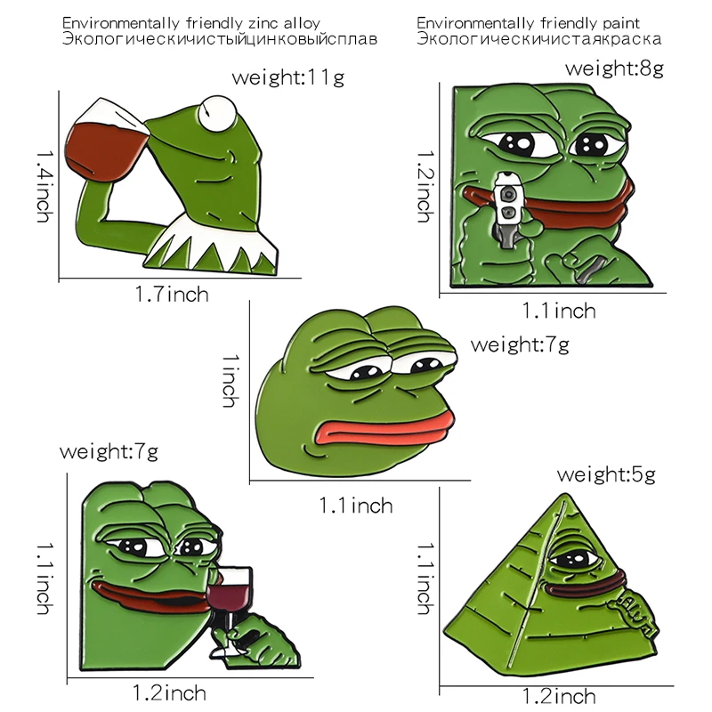 11 стилей Pepe feels bad man нагрудные булавки Sad Броши лягушка счастливая лягушка значки Pepe meme джинсовые куртки Сумки шляпы рюкзак аксессуары