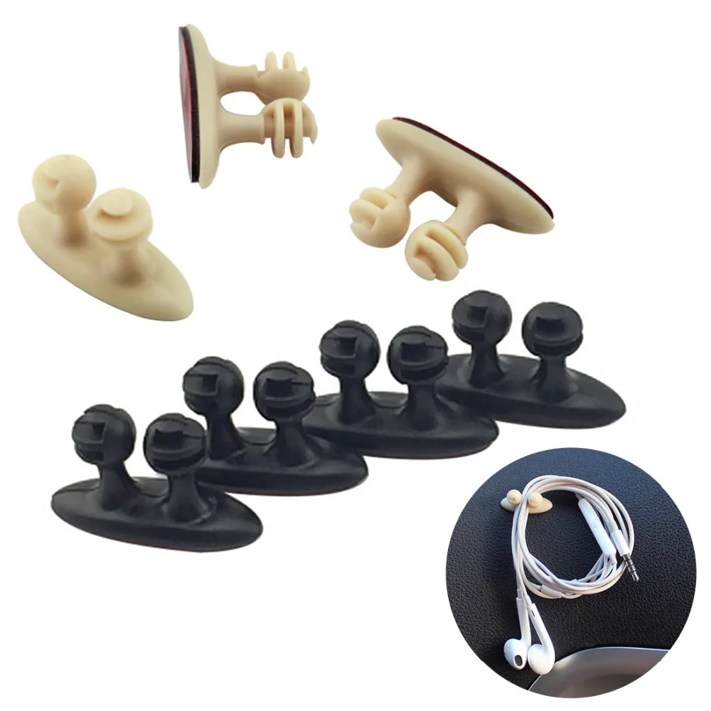 

Marsnaska 8pcs/Lot Wire Cable Holder Tie Clip Fixer Organizer Adhesive Car Charger Line Clasp Clamp USB Cable Car Clip Winder