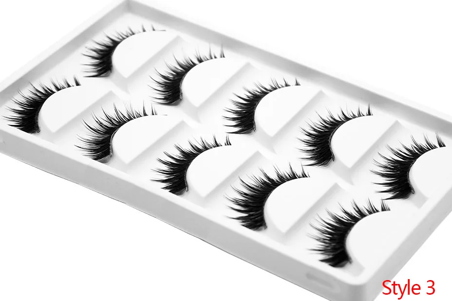 Kimcci 5 Pairs 6 Style Mink Lashes 3D Mink Eyelash Handmade Reusable Natural Faux Eyelashes Cruelty free False Lashes Cilia