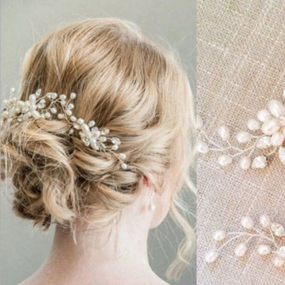 

Exquisite handmade crystal silver bridal pearl headdress3