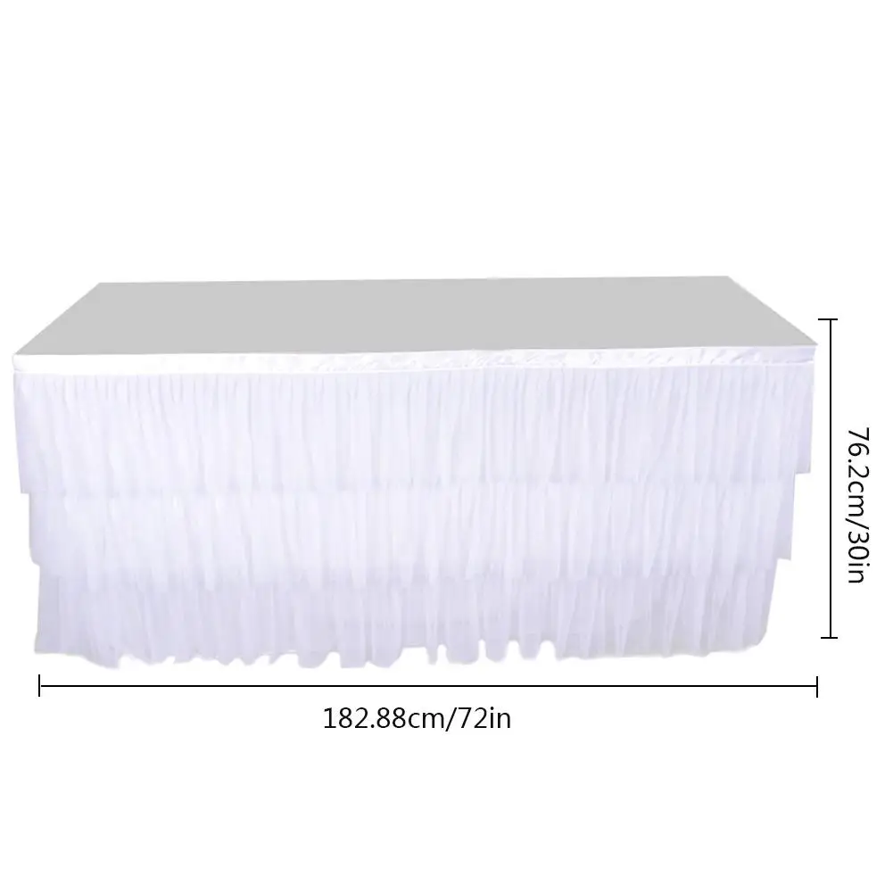 Table Skirt DIY Round Rectangle White Pink High-end Decorative Table Skirt Party Decor Gauze Wedding Party Decoration