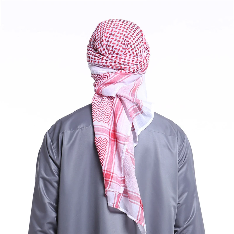 Винтажный жаккард полиэстер мужской квадратный шарф Саудовская Арабский мусульманский тюрбан красный черный белый тонкий весенне-летний хиджаб шарфы