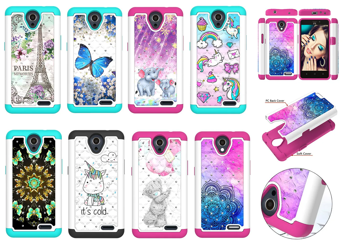 Алмазный блестящий чехол для телефона ZTE N9136/Prestige 2/Maven 3/Prelude Plus/Overture 3 Чехол Мандала