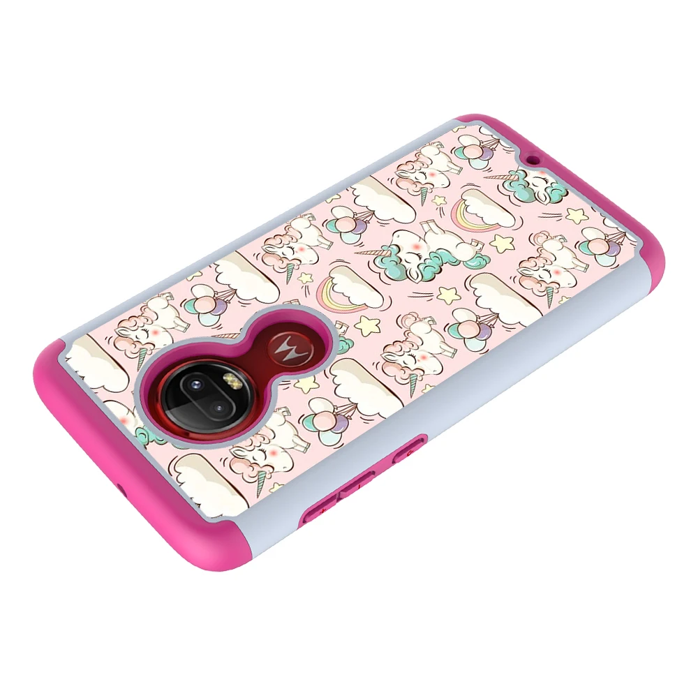 2 in 1 hard PC cloth Case For motorola MOTO G7 G7 Power G7 Play colorful flower Pattern Phone Case For MOTO Z4 Play cover