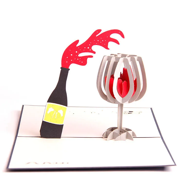  3D Laser Cut Handmade Red Wine Paper Business Cocktail Party Family Reception Invitation Greeting C - 32820592914