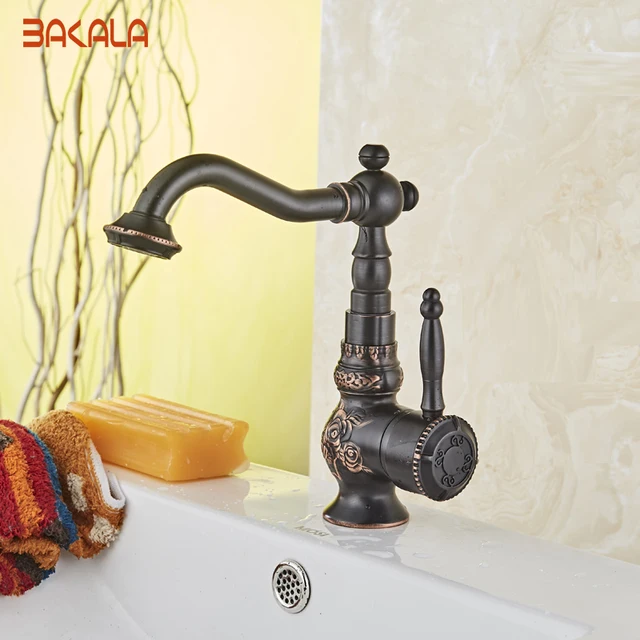 Best Price 2017 BAKALA High Quality Luxury Black Brass kitchen sink single handle swivel kitchen faucet mixer BR-10702H