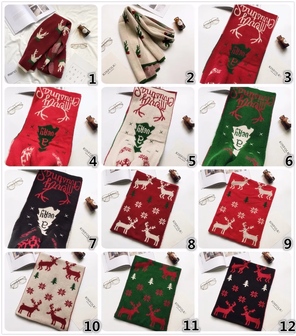 

Christmas Present Gift Holidays Knitted Fabric Cosplay Couple Scarf Winter Reindeer Thick Neckerchief 205cm Length One Size