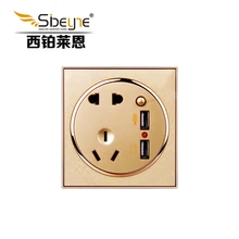 

ITAS2202 Round USB five hole switch socket outlet PC material tin phosphor bronze premium champagne gold USB socket panel wall