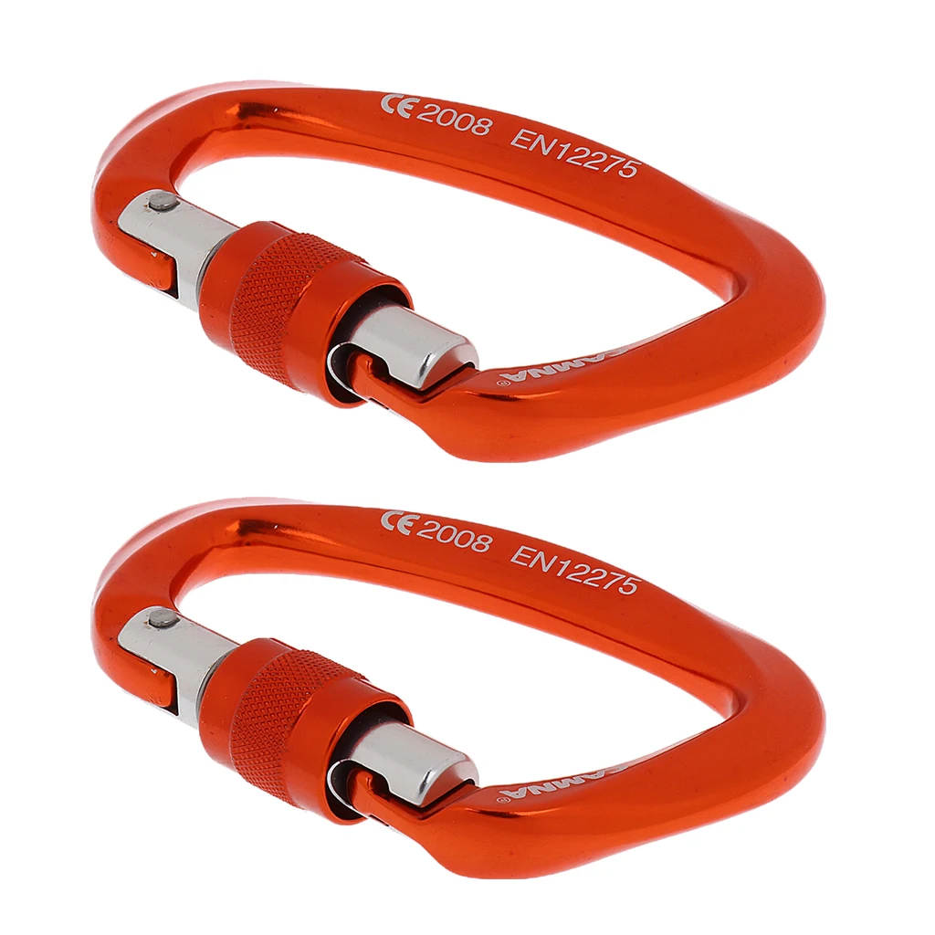 

2 Pieces Screw Locking Karabiner 25KN Carabiner Rock Climbing Scaffolding Harness Lightweight Strong for Rescue Mountaineering