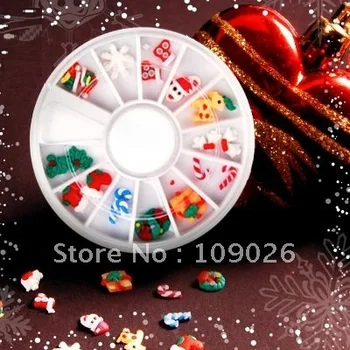 

Free shipping X'mas Nail Art Tips Clay Decoration Wheel Nail Art Rhinestone