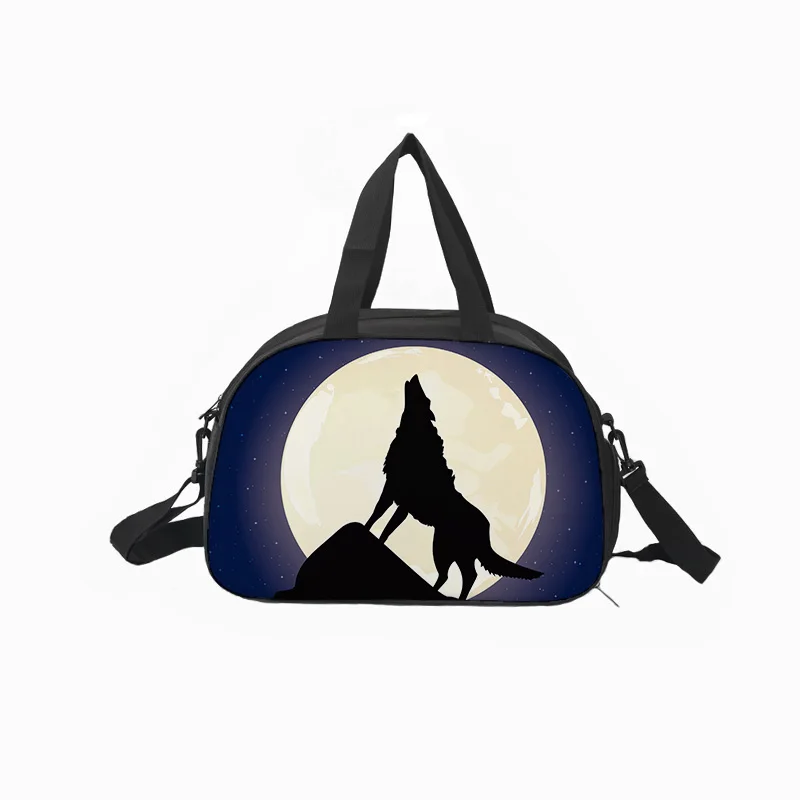 Индивидуальный Холст Дорожная сумка для фитнеса с принтом волк узор водостойкая большая емкость багажная сумка 43*30*23 см